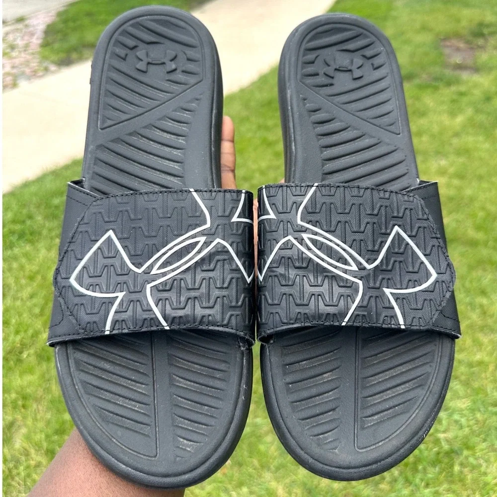 Under Armour Men's Ignite Ansa Logo Slide Sandals Size 13 Black White